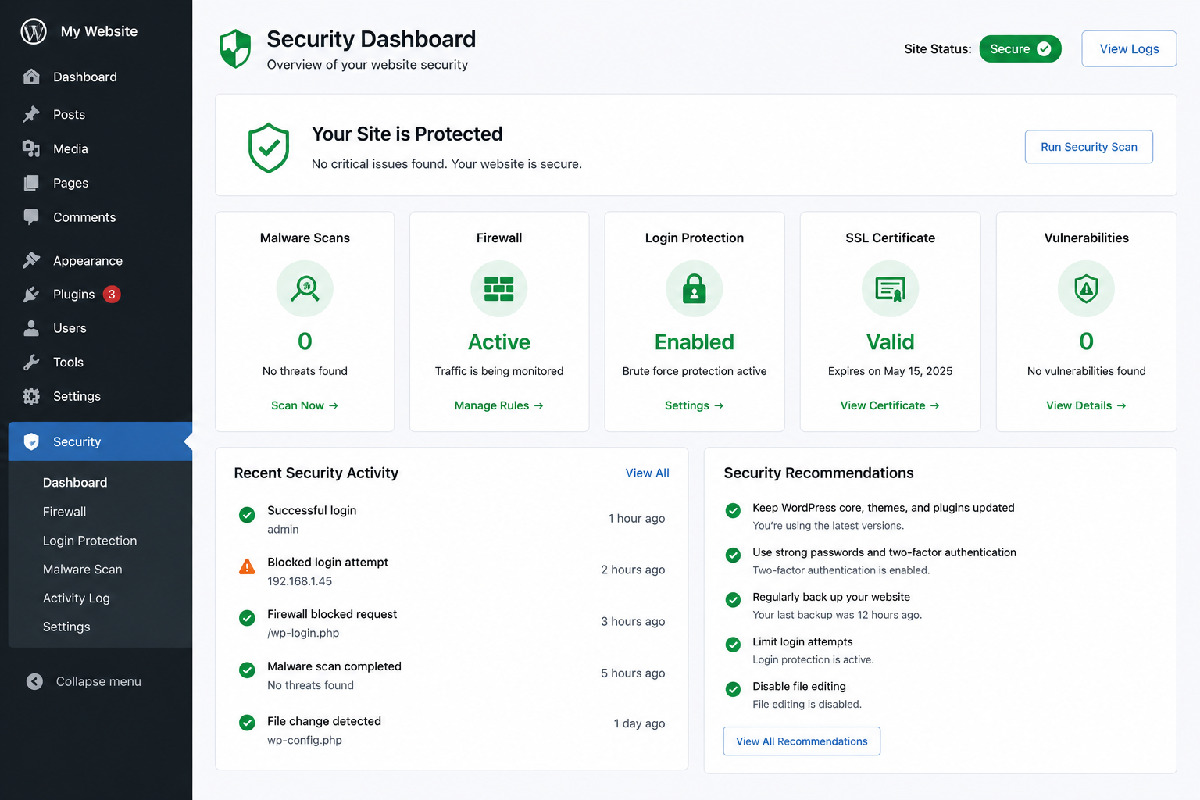 A developer reviewing a website security dashboard.